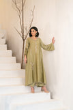 NF-5995 Pistachio Silk Long Stitched 2Pc