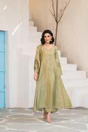 NF-5995 Pistachio Silk Long Stitched 2Pc