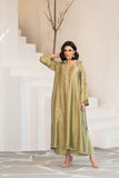 NF-5995 Pistachio Silk Long Stitched 2Pc