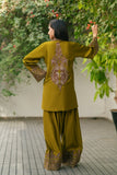 NF-6451 Mehndi Silk Stitched 2PC Dress