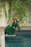 NF-6701 Bottle Green Silk 2Pc Stitched Dress