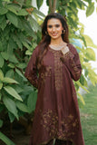 NF-6612 Brown Silk 2Pcs Stitched Suit