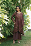 NF-6612 Brown Silk 2Pcs Stitched Suit
