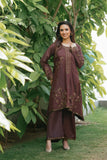 NF-6612 Brown Silk 2Pcs Stitched Suit