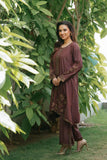 NF-6612 Brown Silk 2Pcs Stitched Suit