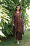 NF-6612 Brown Silk 2Pcs Stitched Suit