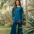 NF-6616 Electric Blue Silk 2pcs Stitched Dress