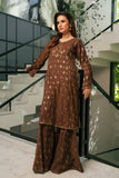 NF-6446 Brown Jacquard 2Pcs Stitched Suit