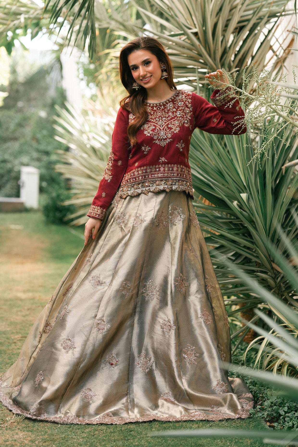 NF-5999 Maroon Antique Lehnga Choli Stitched