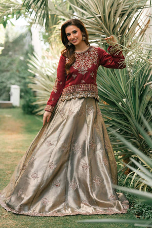 NF-5999 Maroon Antique Lehnga Choli Stitched