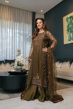 NF-5997 Mehndi Net Stitched 3Pc Suit