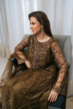 NF-5997 Mehndi Net Stitched 3Pc Suit