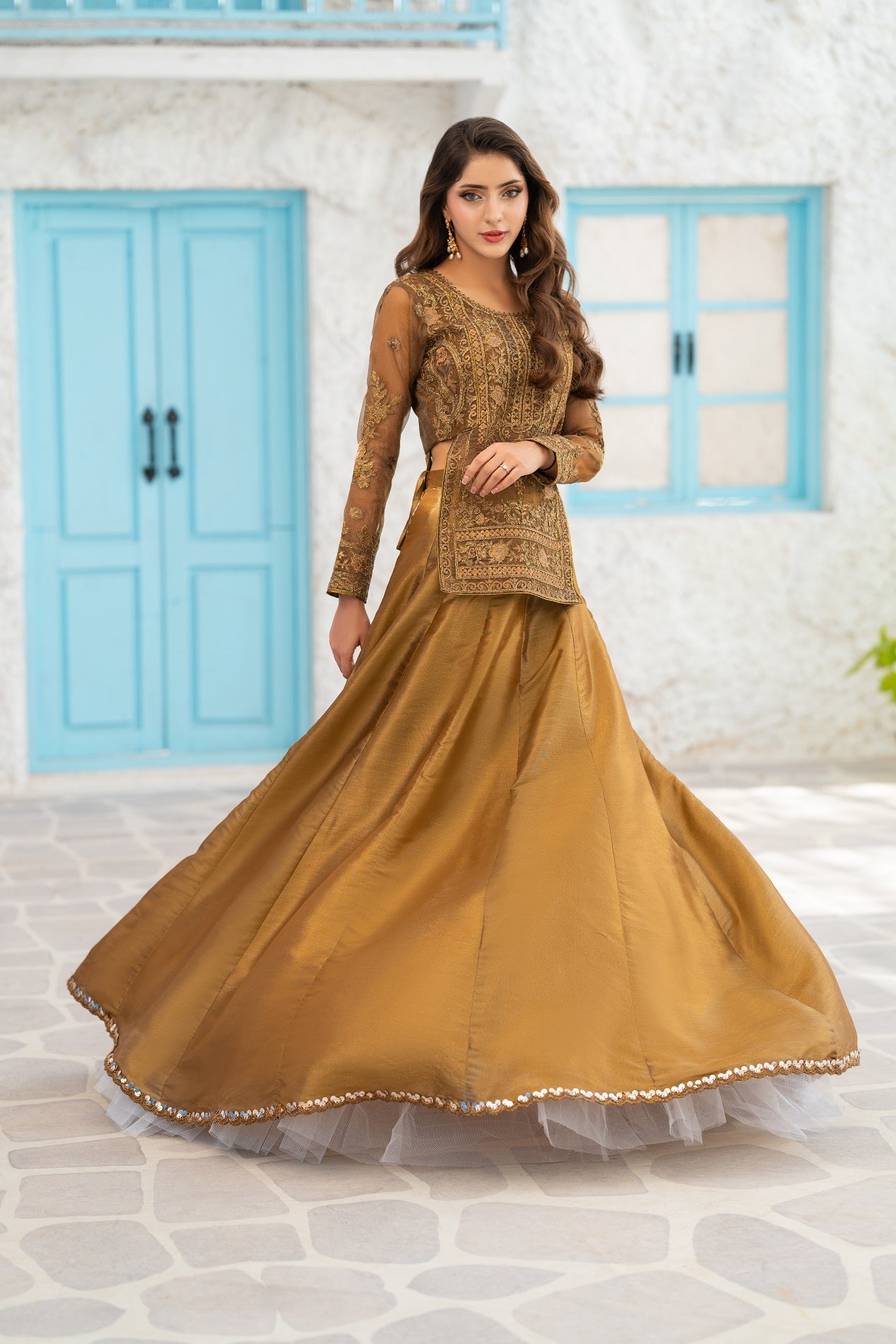 NF-6711 Antique Lehnga Choli Stitched