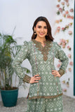 NF-6807 Green White Printed Stitched 2Pc