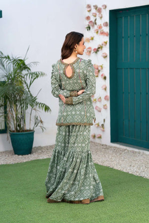 NF-6807 Green White Printed Stitched 2Pc