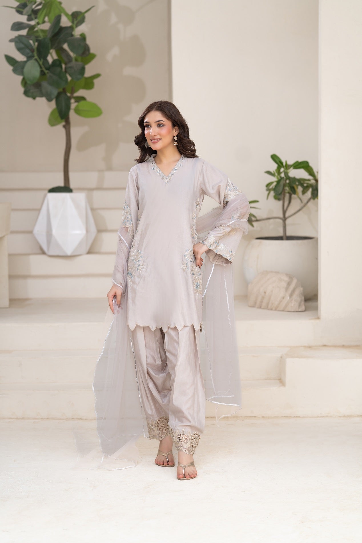 NF-6841 Skin RawSilk Stitched 2PC