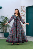 NF-5460 Blue Red Printed Stitched Frock