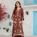 NF-6576 Brown Cotton Maisori Stitched 2PC Dress