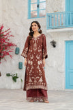 NF-6576 Brown Cotton Maisori Stitched 2PC Dress