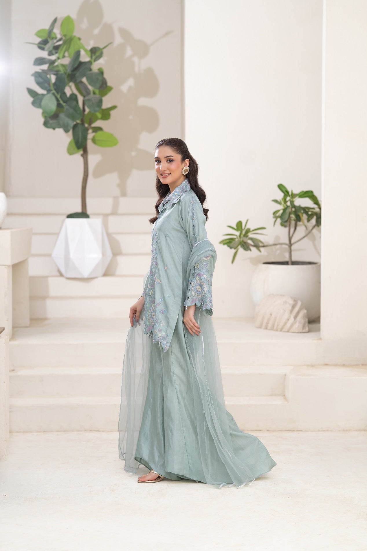 NF-6840 Ferozi RawSilk Chamki 2PC