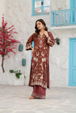 NF-6576 Brown Cotton Maisori Stitched 2PC Dress