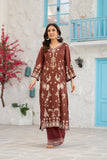 NF-6576 Brown Cotton Maisori Stitched 2PC Dress