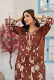 NF-6576 Brown Cotton Maisori Stitched 2PC Dress