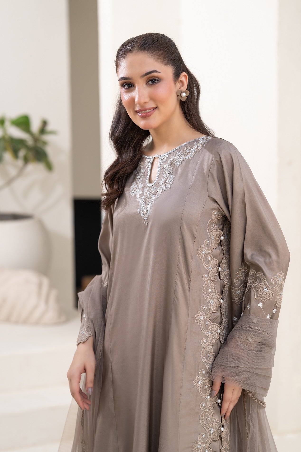 NF-6675 Grey Silk Stitched 2PC
