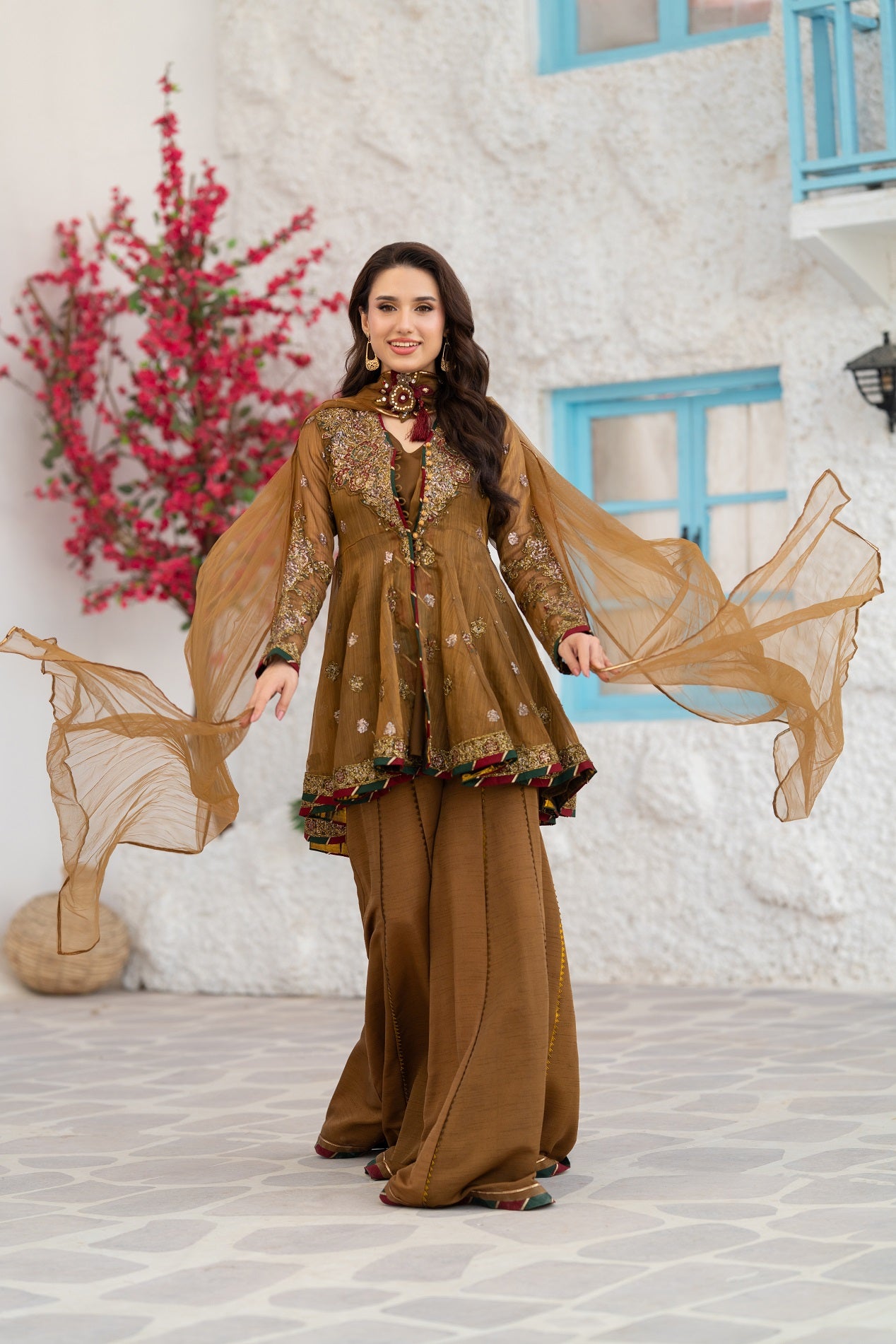 NF-6459 Antique Peplum Stitched 2PC