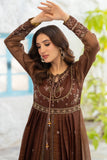 NF-6577 Brown Masori Frock Stitched