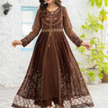 NF-6577 Brown Masori Frock Stitched