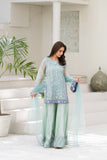 NF-06460 Ferozi Organza Sitiched 3Pc Suit