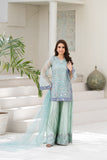 NF-06460 Ferozi Organza Sitiched 3Pc Suit