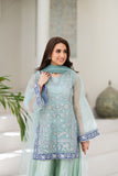 NF-06460 Ferozi Organza Sitiched 3Pc Suit