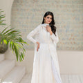 NF-6821 White Chicken Kari Stitched Frock