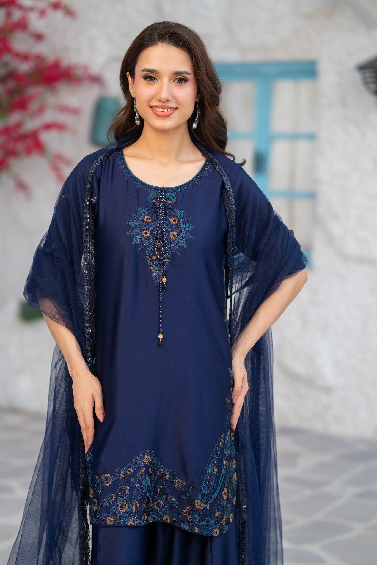NF-6831 Blue Silk Stitched 2Pc