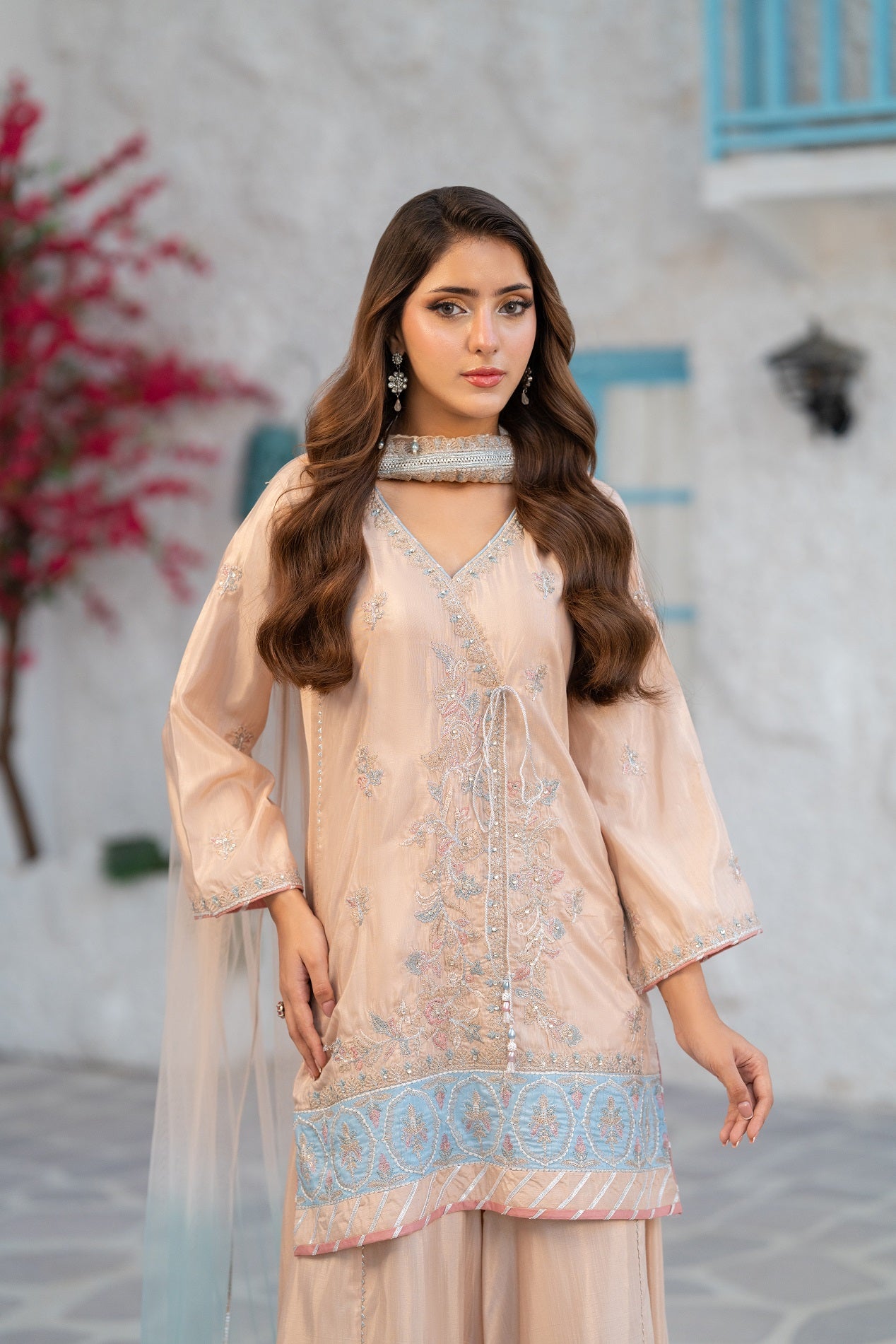 NF-6466 Cream Silk Stitched 2Pc