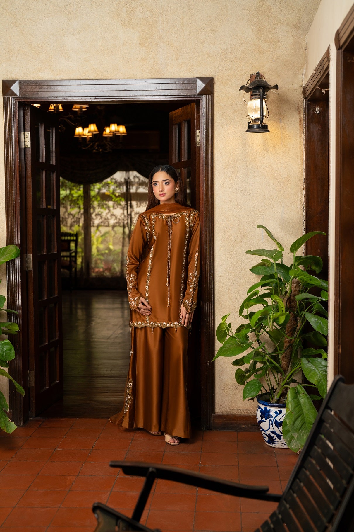 NF-7102 Antique Dull Silk Stitched 2PC Suit