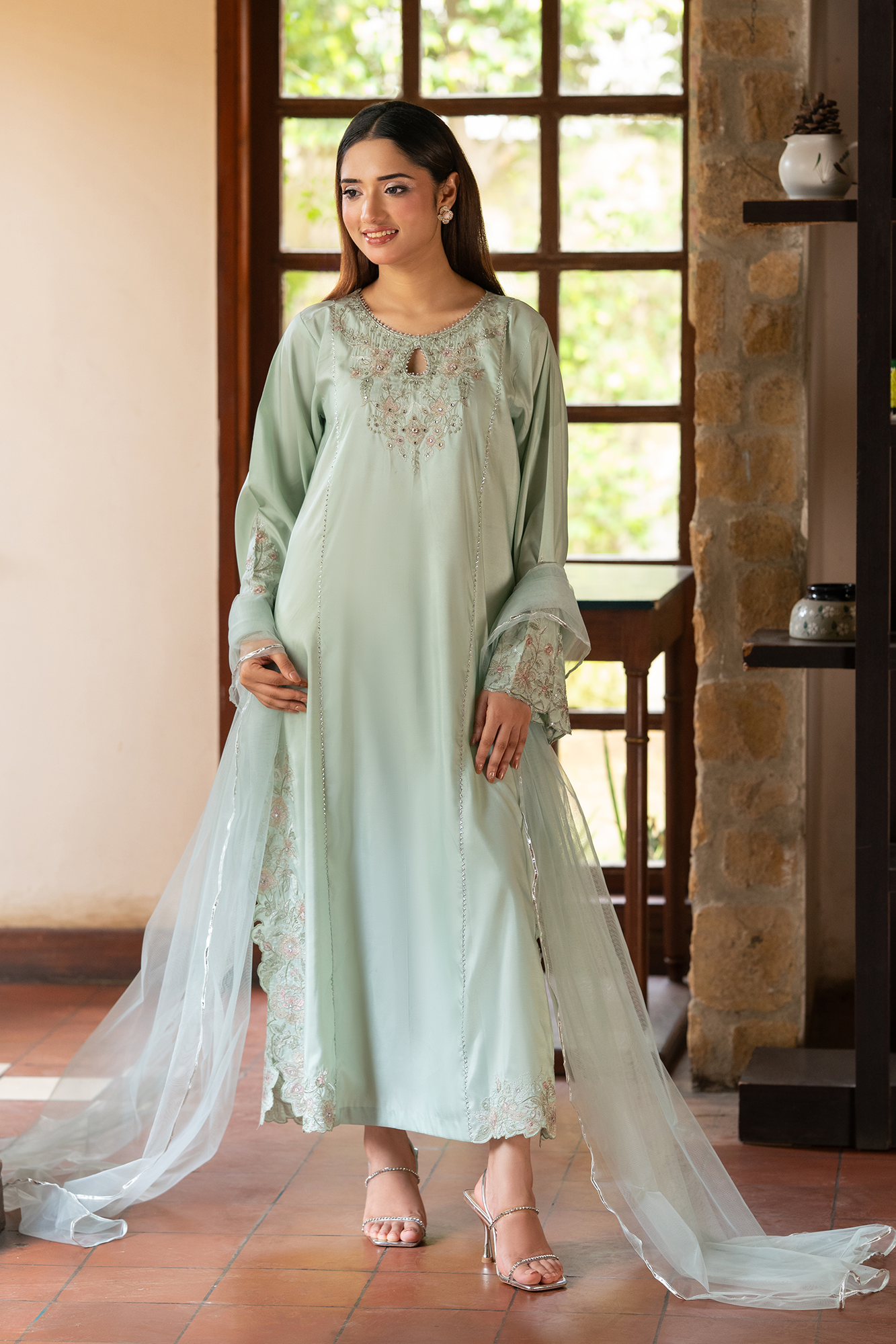NF-6862 - Pistachio Silk Stitched 2PC