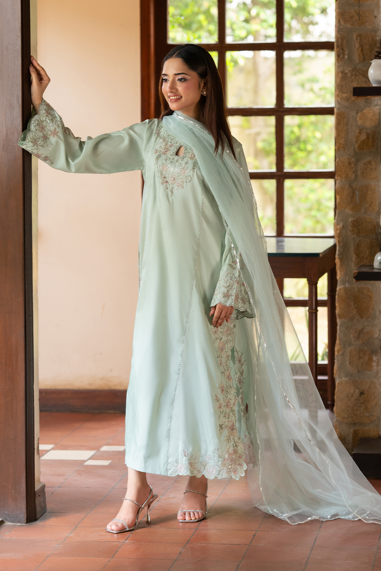 NF-6862 - Pistachio Silk Stitched 2PC