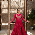 NF-6714 Shocking Pink Jaquard Stitched Frock