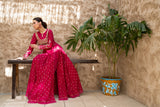 NF-6714 Shocking Pink Jaquard Stitched Frock