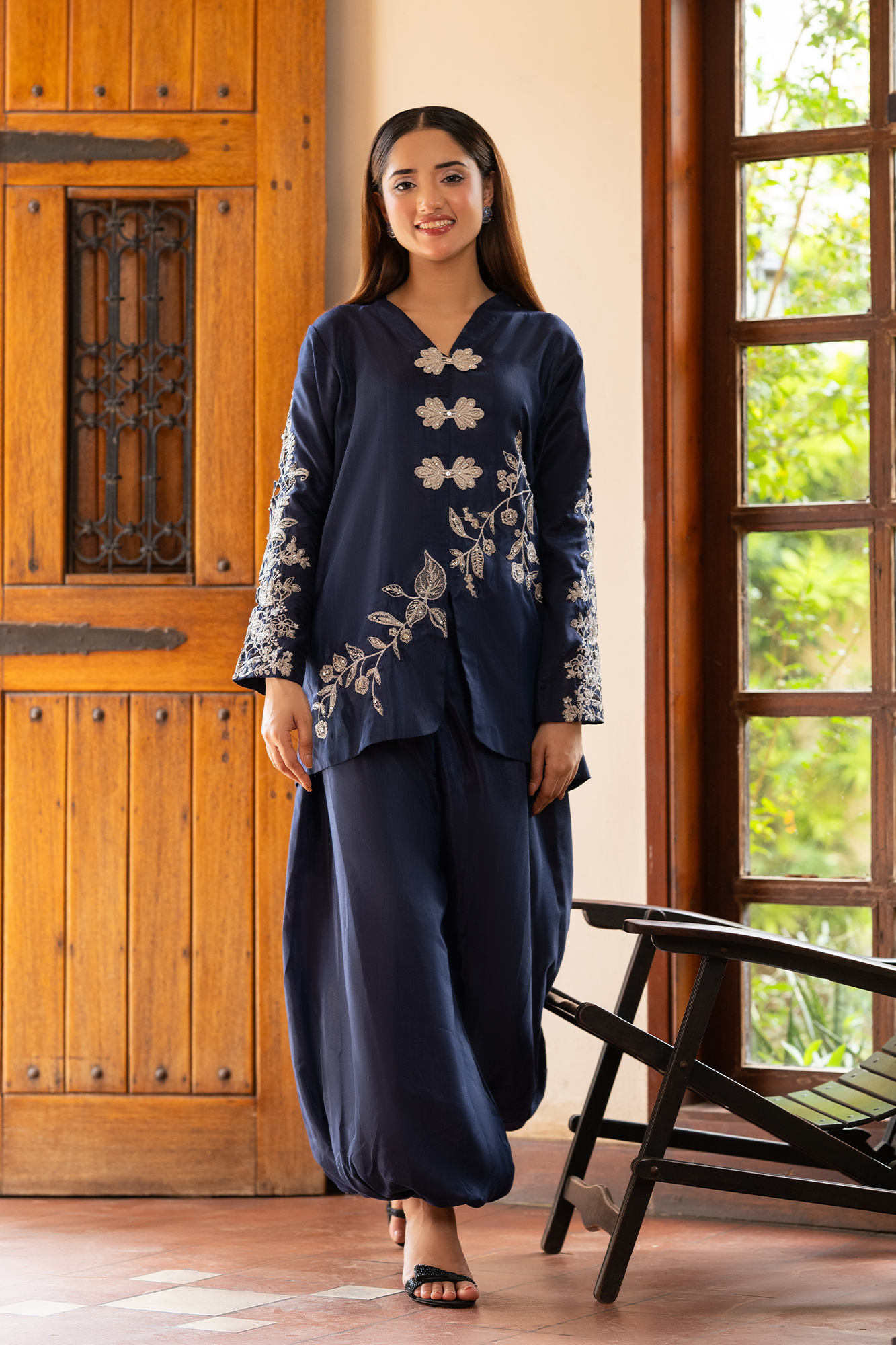 NF-6755 - Blue RawSilk Stitched 2PC