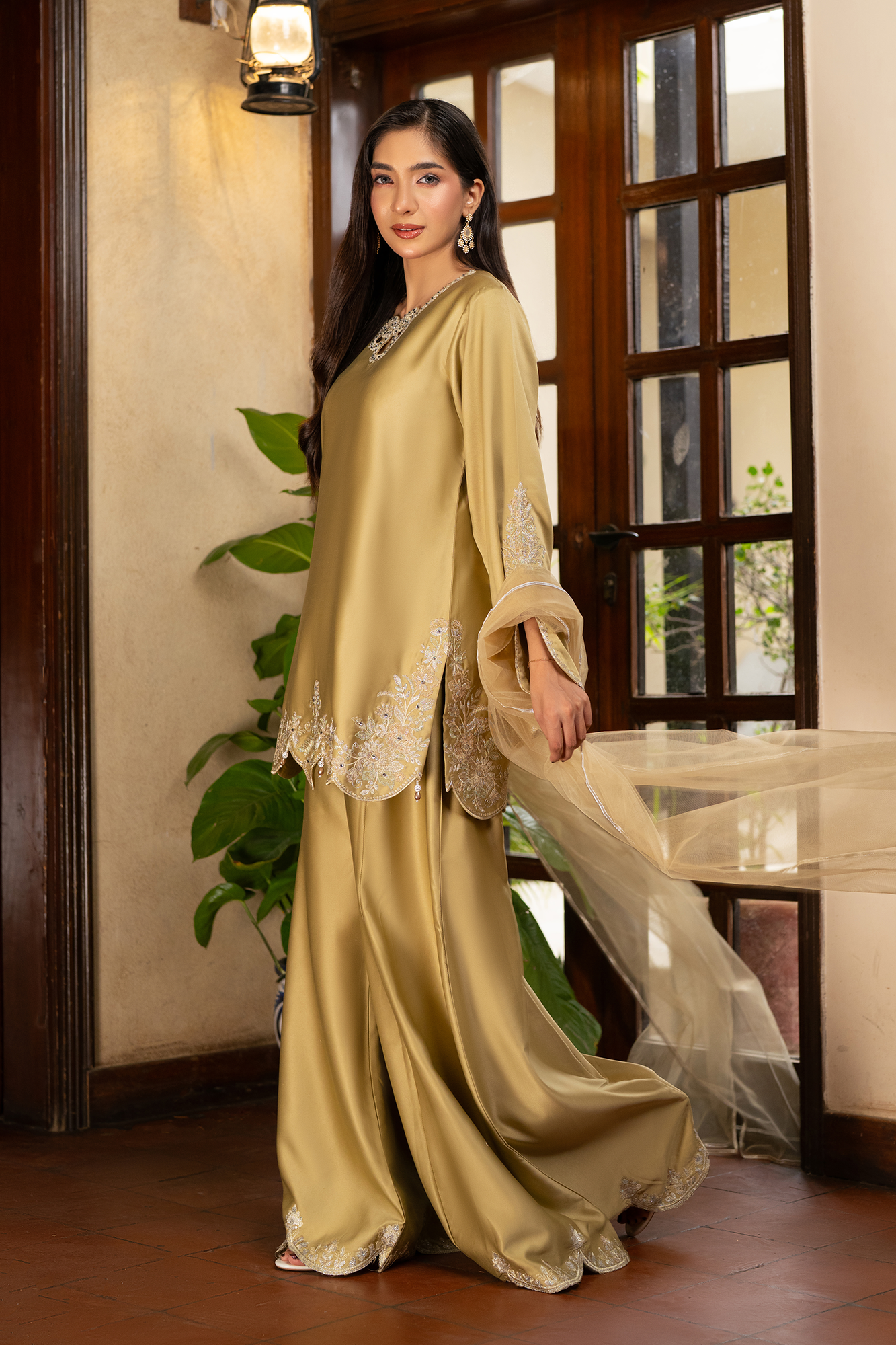 NF-6861 - Golden Dull Silk Stitched 2PC