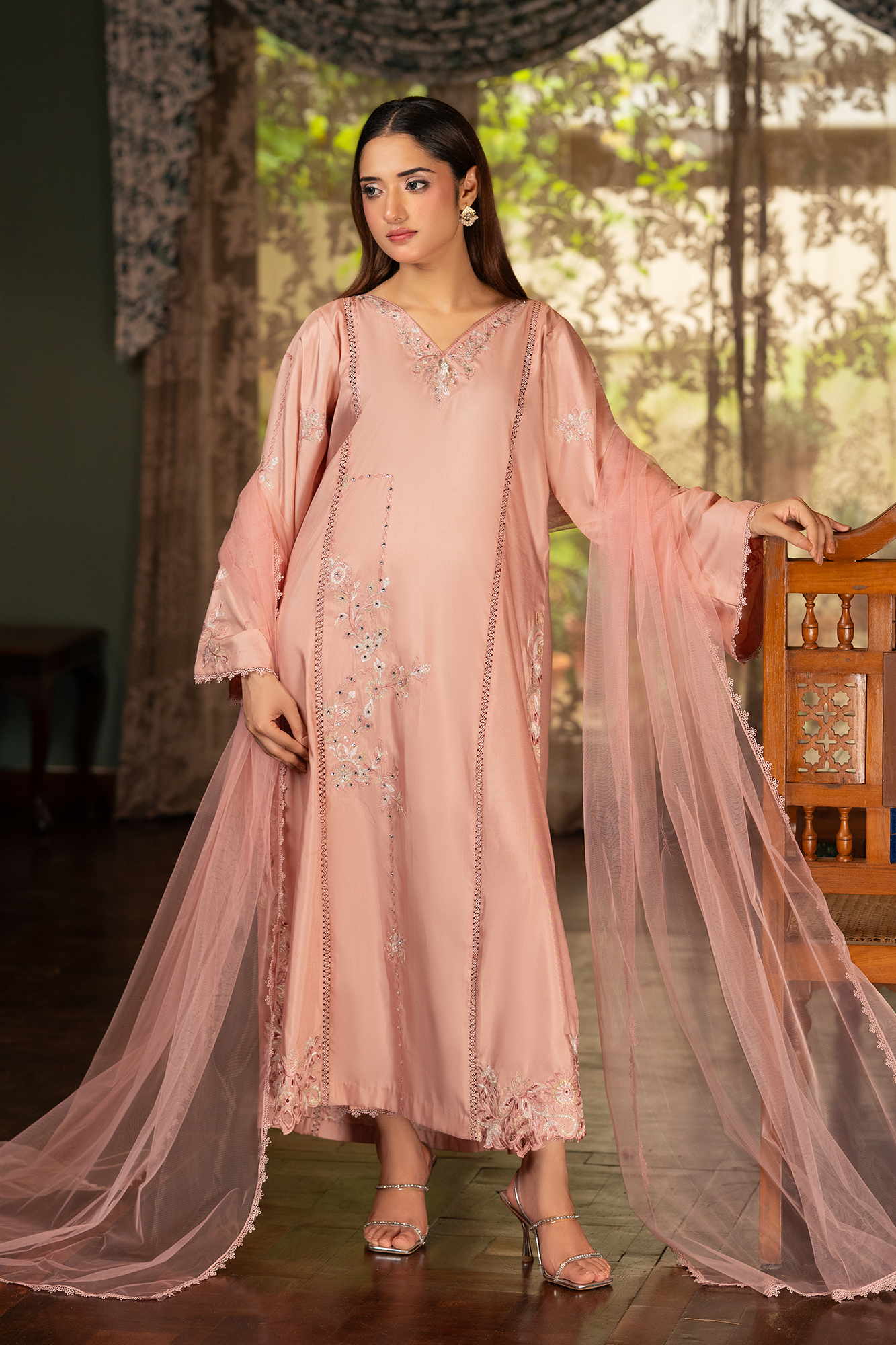 NF-6696 -Tea Pink Stitched 2PC