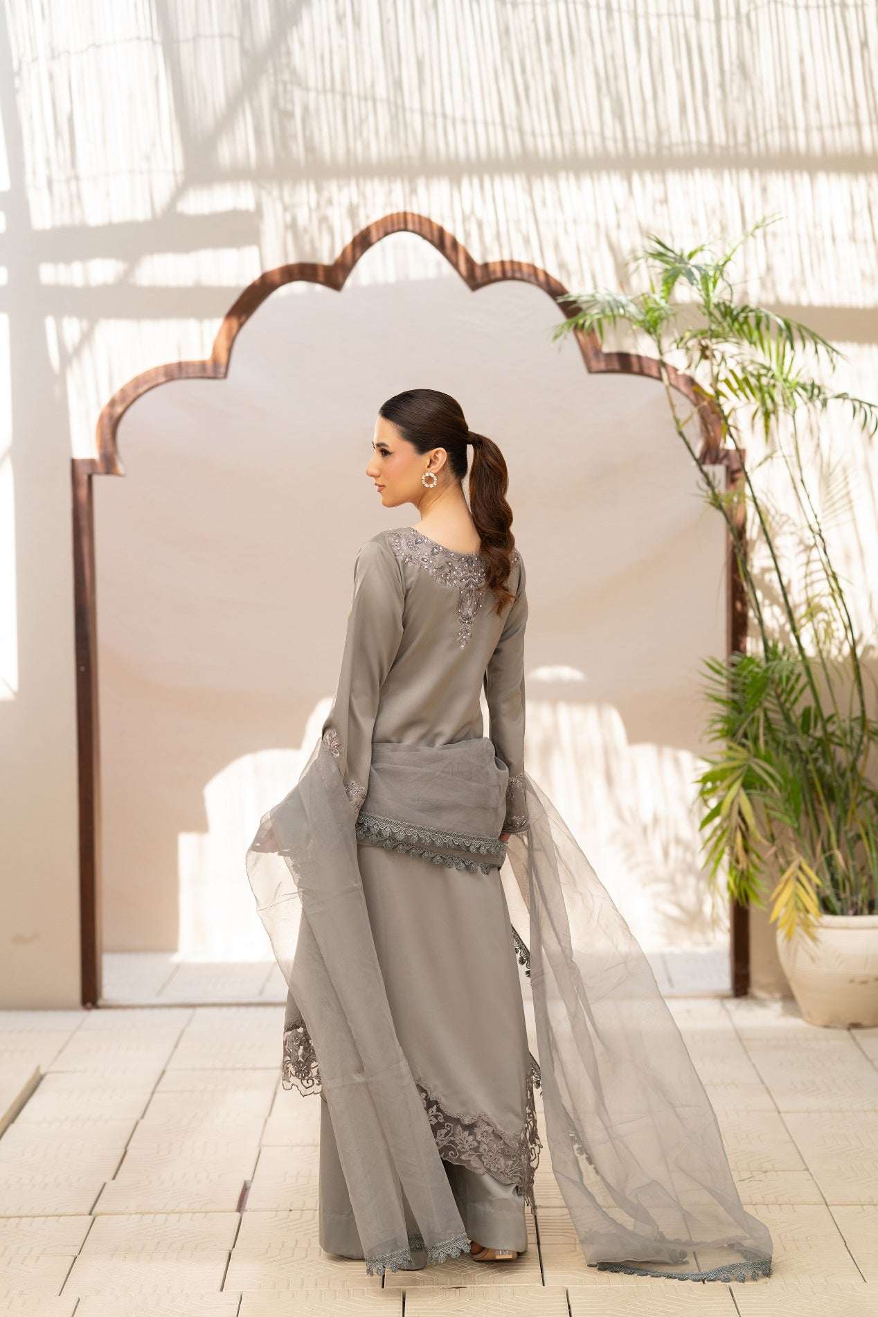 NF-6457 Grey Silk Stitched 2Pc