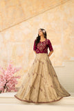 NF-6641 Mahroon Beige  Lehnga Choli