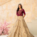 NF-6641 Mahroon Beige  Lehnga Choli