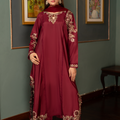 NF-7100 -Maroon Silk Kaftan 2PC