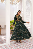 NF-6501 Green Jacquard Stitched Frock